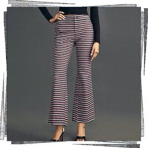NWOT: Purples, Charcoal, White Striped Kick Flare Pants (4) by Maeve